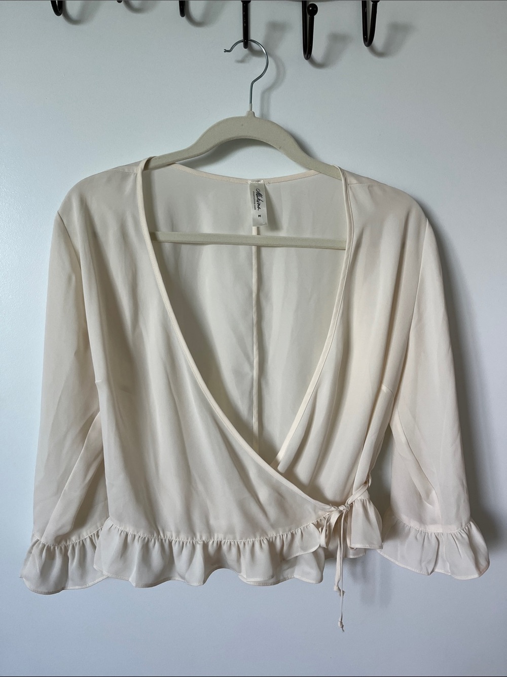 Light Cream Wrap Blouse
